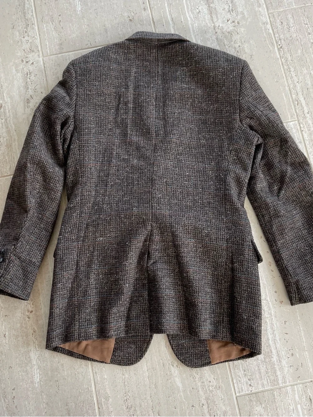Men's Brown Textured Wool-Blend Blazer - Tailored Two-Button Sport Coat